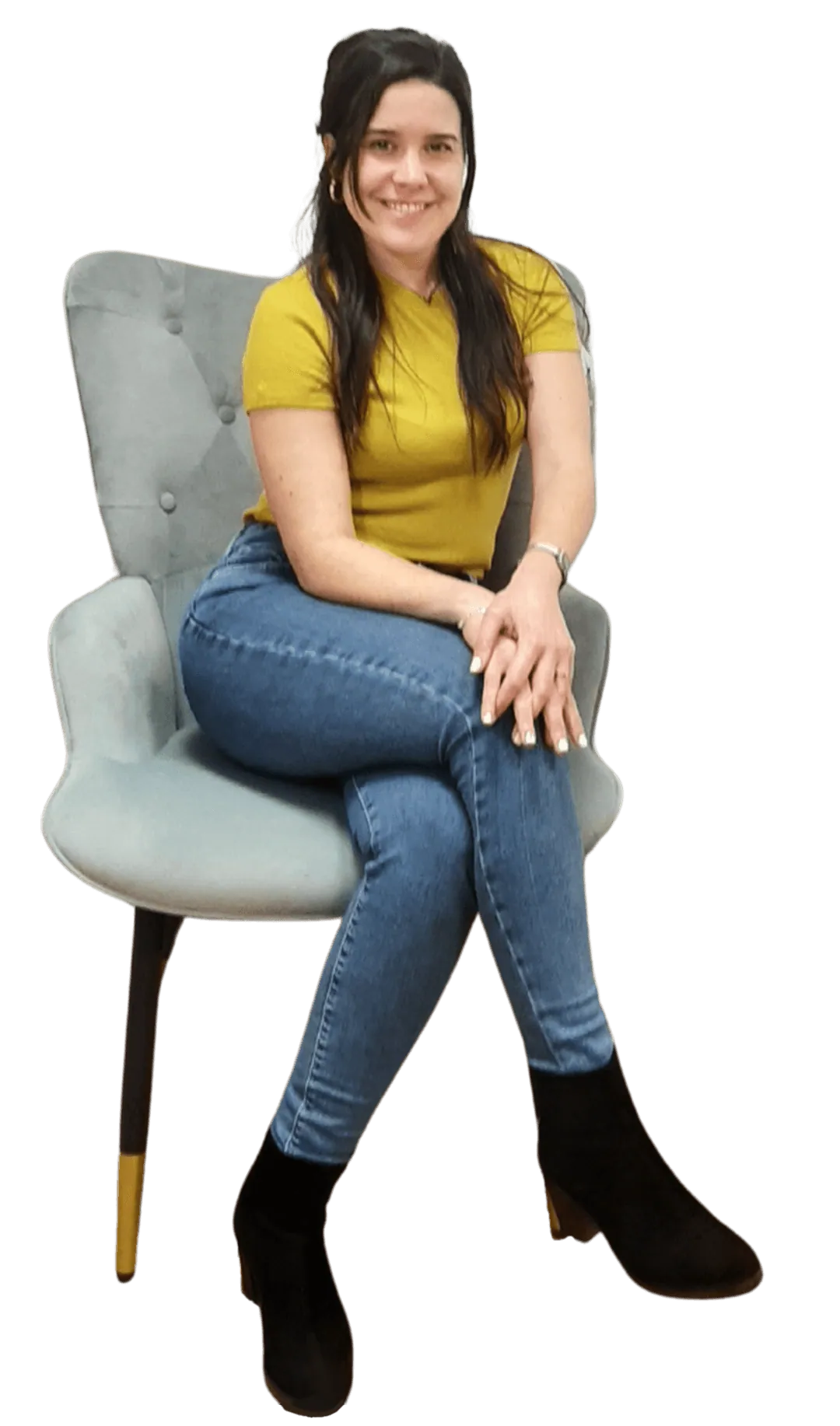 Recorte de Irene Arilla sentada en su butaca